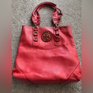 Tory Burch Coral Leather Tote Bag